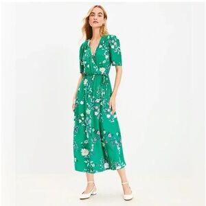 LOFT Green Flutter Sleeve Midi Sundress
